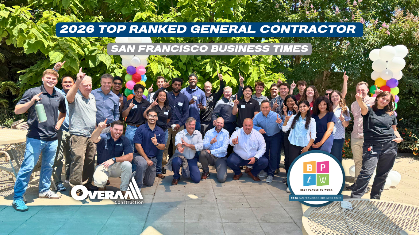 Overaa Named #1 General Contractor in the Large Business Category by San Francisco Business Times Best Places to Work